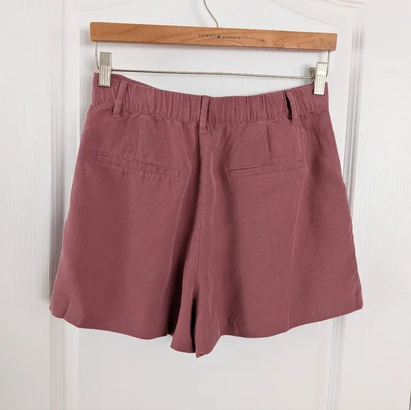 Zara high waisted pleated shorts mauve red medium - Picture 8 of 11